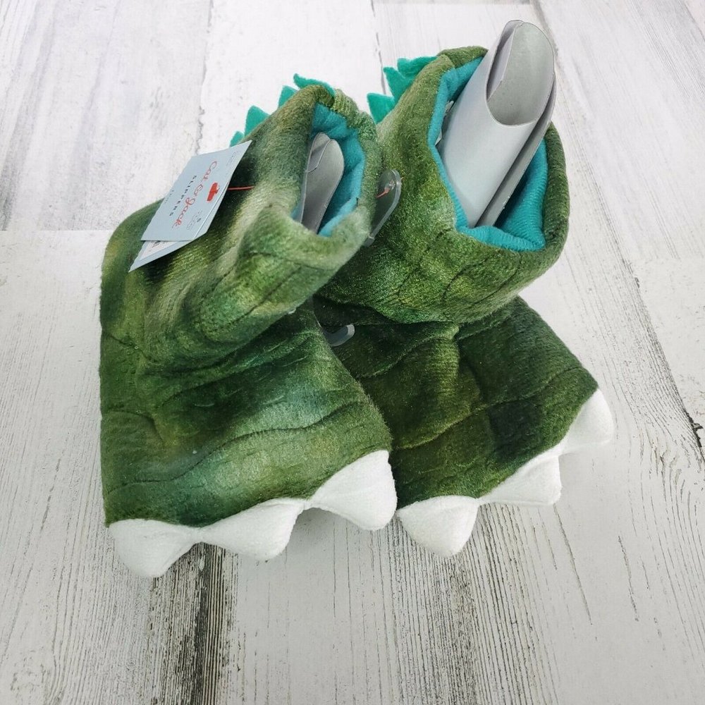 NWT Toddler Boys Cat & Jack Green Dinosaur Slipper